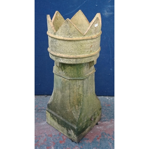 94 - A Victorian style clay crown top chimney pot - approx. 80cm high