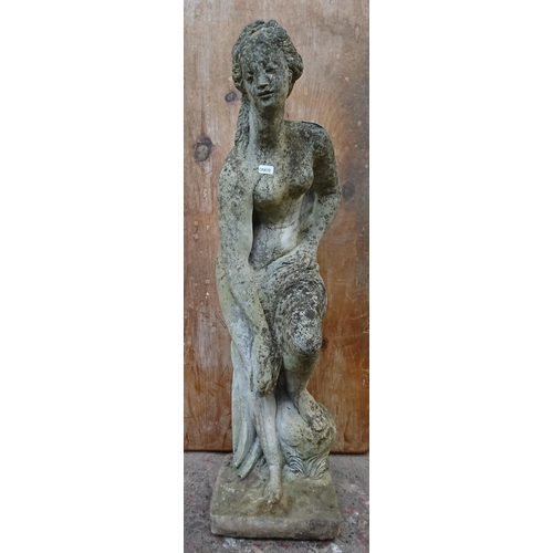 98 - A cast stone nude lady garden statue - approx. 90cm high