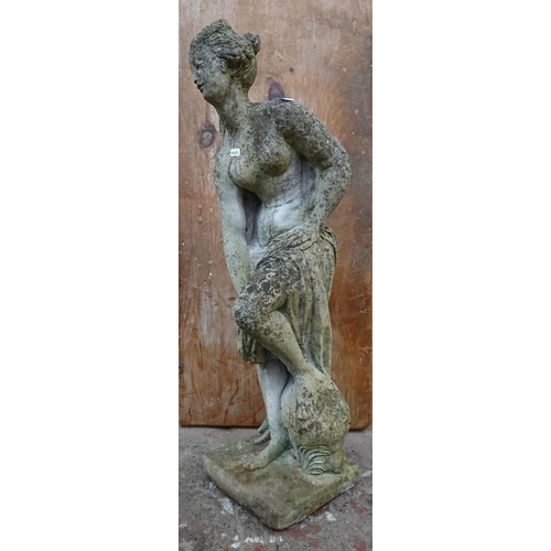 98 - A cast stone nude lady garden statue - approx. 90cm high