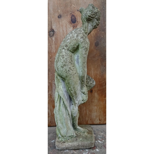 98 - A cast stone nude lady garden statue - approx. 90cm high