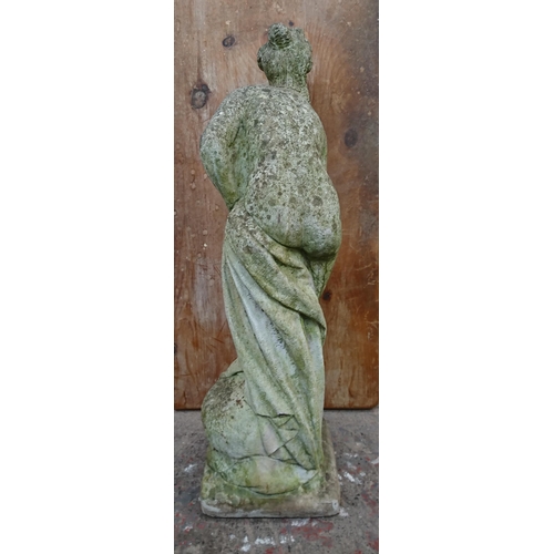 98 - A cast stone nude lady garden statue - approx. 90cm high