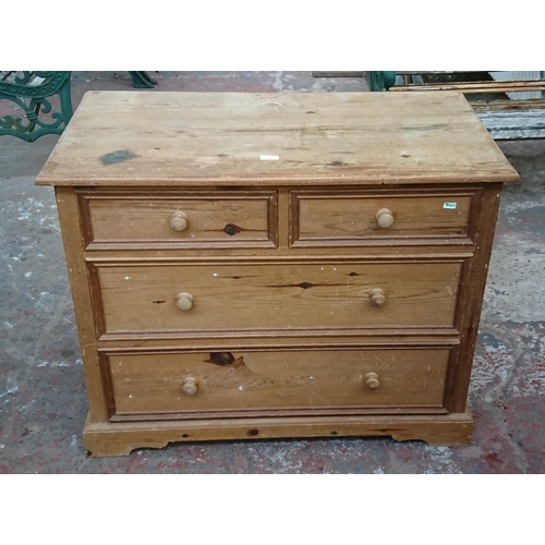 98B - A Victorian style pine chest of drawers - approx. 75cm high x 95cm wide x 50cm deep