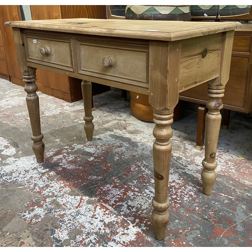 98C - A Victorian style pine two drawer dressing table - approx.77cm high x 95cm wide x 46cm deep