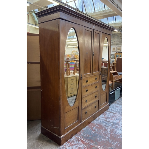 156 - An Edwardian inlaid mahogany compactum wardrobe - approx. 211cm high x 192cm wide x 58cm deep