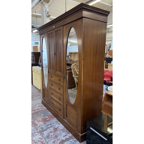 156 - An Edwardian inlaid mahogany compactum wardrobe - approx. 211cm high x 192cm wide x 58cm deep