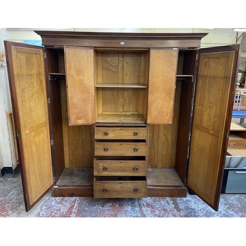 156 - An Edwardian inlaid mahogany compactum wardrobe - approx. 211cm high x 192cm wide x 58cm deep