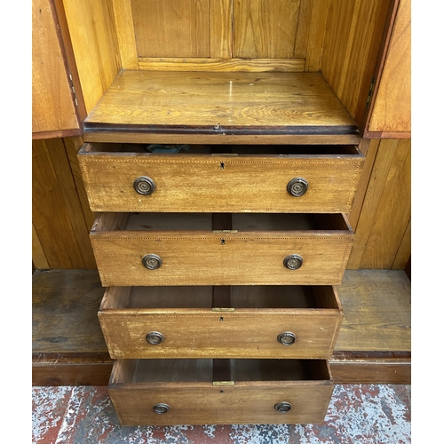 156 - An Edwardian inlaid mahogany compactum wardrobe - approx. 211cm high x 192cm wide x 58cm deep