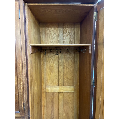 156 - An Edwardian inlaid mahogany compactum wardrobe - approx. 211cm high x 192cm wide x 58cm deep