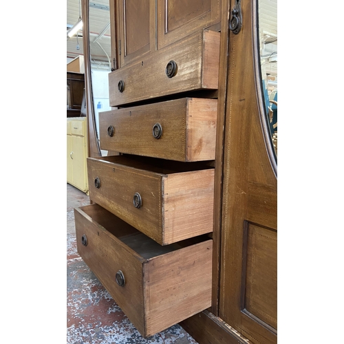 156 - An Edwardian inlaid mahogany compactum wardrobe - approx. 211cm high x 192cm wide x 58cm deep