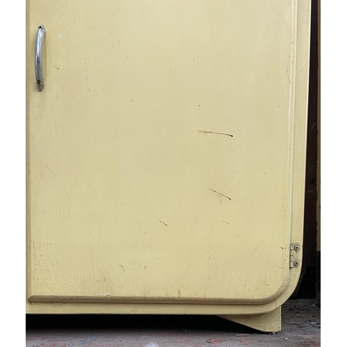 159 - A 1950s yellow painted kitchen cabinet - approx. 90cm high x 91cm wide x 45cm deep