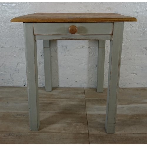 161 - A Victorian style pine and grey painted farmhouse side table  - approx. 75cm high x 68cm wide x 59cm... 