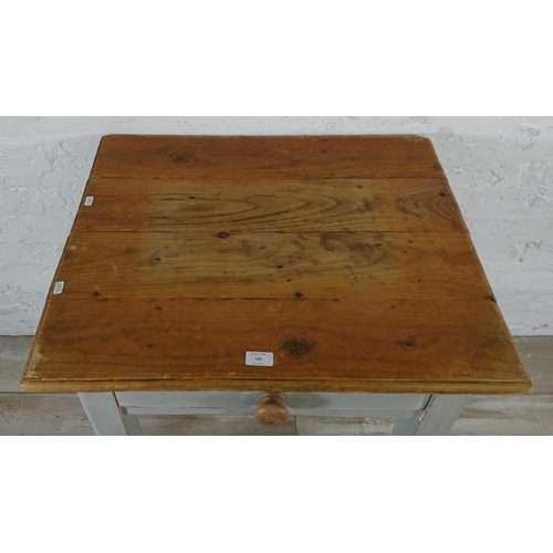 161 - A Victorian style pine and grey painted farmhouse side table  - approx. 75cm high x 68cm wide x 59cm... 