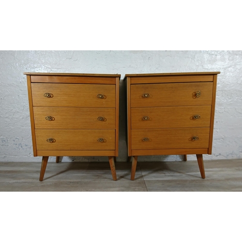 169 - A pair of mid 20th century beech chest of drawers - approx. 74cm high x 59cm wide x 44cm deep