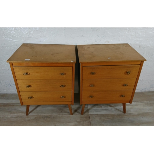 169 - A pair of mid 20th century beech chest of drawers - approx. 74cm high x 59cm wide x 44cm deep