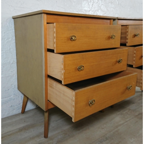 169 - A pair of mid 20th century beech chest of drawers - approx. 74cm high x 59cm wide x 44cm deep