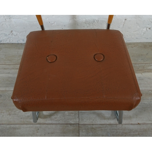 170 - A mid 20th century RelaxSit chrome plated and beech valet stand with brown vinyl seat