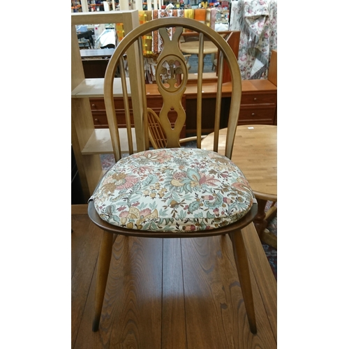 173 - An Ercol Golden Dawn elm draw leaf dining table and four Fleur De Lys chairs - table approx. 75cm hi... 