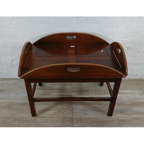 189 - A Georgian style mahogany butlers tray on stand - approx. 59cm high x 79cm wide x 56cm deep