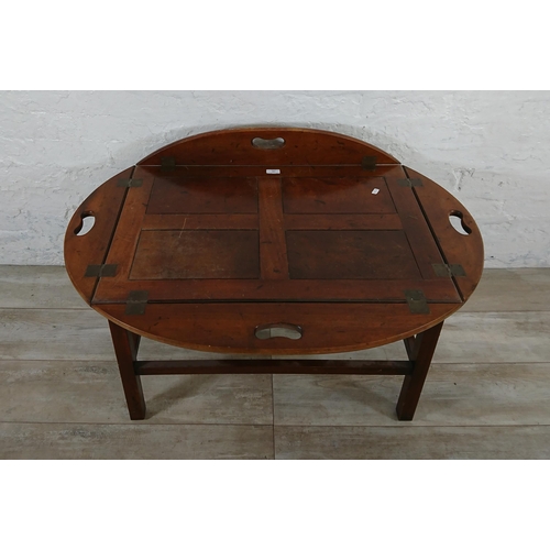 189 - A Georgian style mahogany butlers tray on stand - approx. 59cm high x 79cm wide x 56cm deep