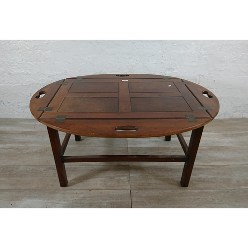 189 - A Georgian style mahogany butlers tray on stand - approx. 59cm high x 79cm wide x 56cm deep