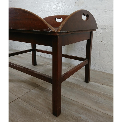 189 - A Georgian style mahogany butlers tray on stand - approx. 59cm high x 79cm wide x 56cm deep