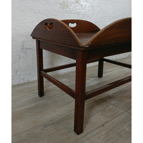 189 - A Georgian style mahogany butlers tray on stand - approx. 59cm high x 79cm wide x 56cm deep