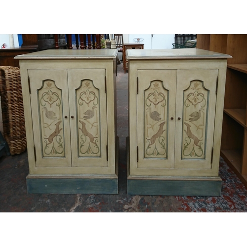 195 - A pair of modern French style hand painted two door side cabinets - approx. 92cm high x 61cm wide x ... 