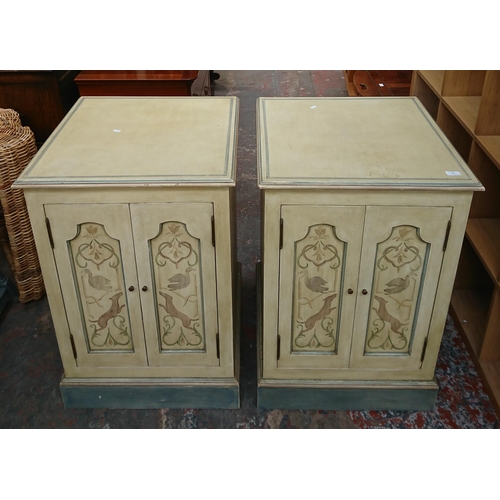 195 - A pair of modern French style hand painted two door side cabinets - approx. 92cm high x 61cm wide x ... 