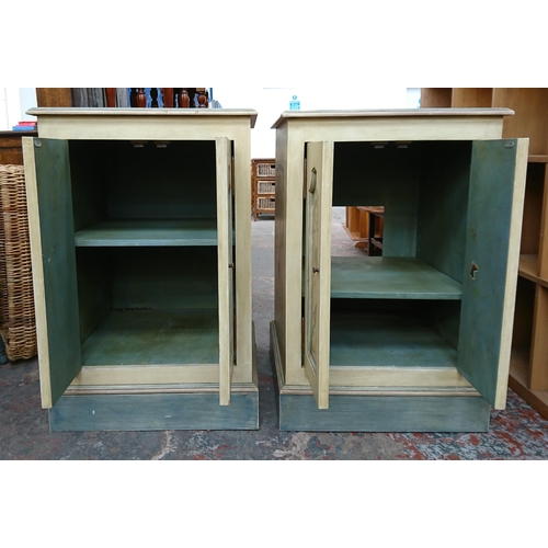 195 - A pair of modern French style hand painted two door side cabinets - approx. 92cm high x 61cm wide x ... 