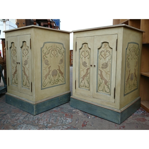 195 - A pair of modern French style hand painted two door side cabinets - approx. 92cm high x 61cm wide x ... 