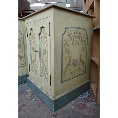 195 - A pair of modern French style hand painted two door side cabinets - approx. 92cm high x 61cm wide x ... 