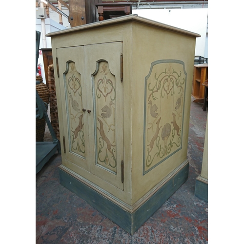 195 - A pair of modern French style hand painted two door side cabinets - approx. 92cm high x 61cm wide x ... 