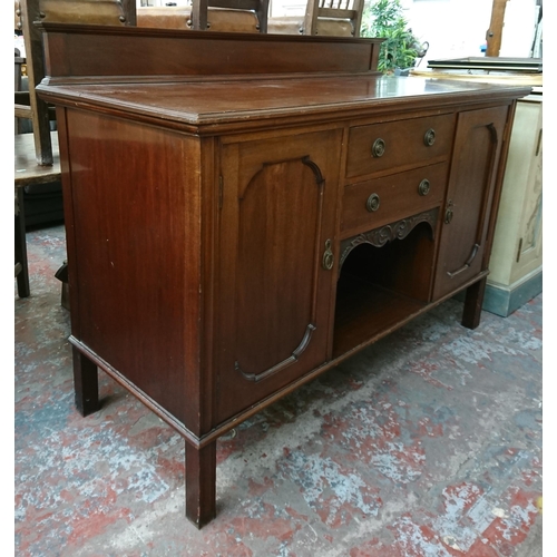 197 - An Edwardian carved mahogany sideboard - approx. 97cm high x 152cm wide x 65cm deep