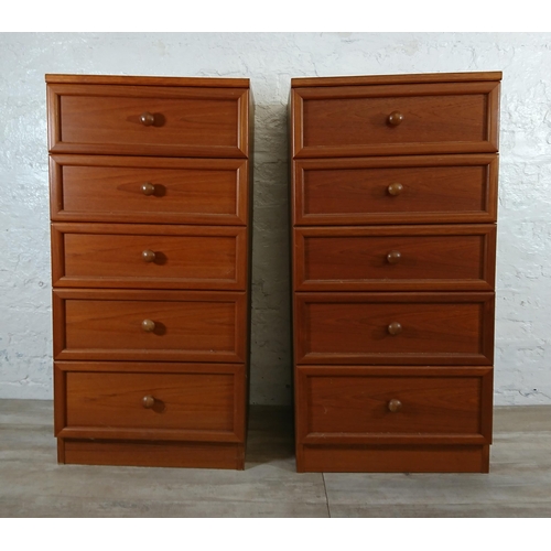 201 - A pair of G Plan teak chests of drawers - approx. 104cm high x 50cm wide x 46cm deep