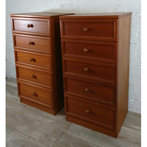 201 - A pair of G Plan teak chests of drawers - approx. 104cm high x 50cm wide x 46cm deep