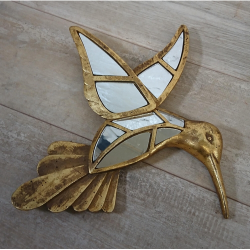 209 - Two pieces of Kare Design home decor, one Hummingbird wall mirror and one Deco Moonfish figurine