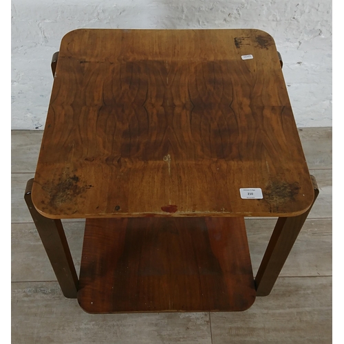 210 - An Art Deco walnut and bentwood two tier side table on castors - approx. 65cm high x 50cm wide x 50c... 