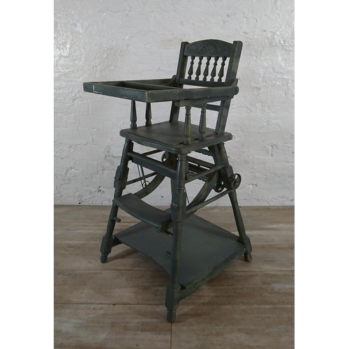 215 - An Edwardian grey painted metamorphic child's highchair