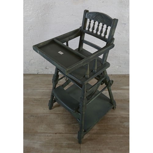 215 - An Edwardian grey painted metamorphic child's highchair