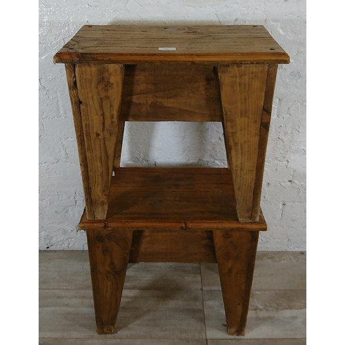 218 - A pair of 19th century style pine farmhouse stools - approx. 46cm high x 50cm wide x 30cm deep