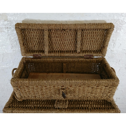 223 - Three wicker storage boxes - largest approx. 46cm high x 84cm wide x 45cm deep