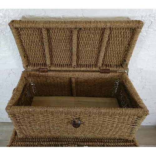 223 - Three wicker storage boxes - largest approx. 46cm high x 84cm wide x 45cm deep