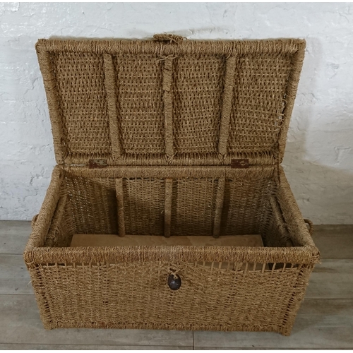 223 - Three wicker storage boxes - largest approx. 46cm high x 84cm wide x 45cm deep