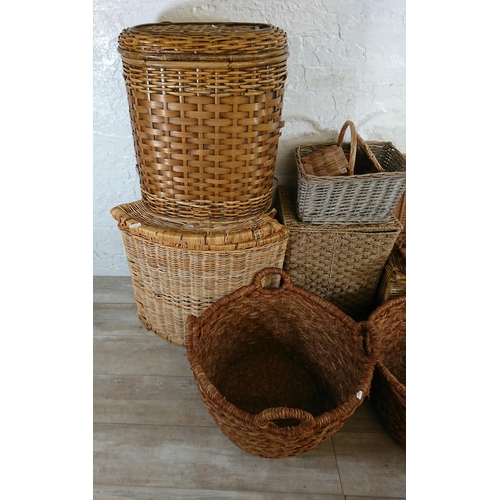 224 - Eleven various wicker baskets