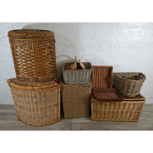 224 - Eleven various wicker baskets