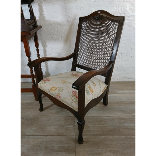 228 - Three pieces of early/mid 20th century furniture, one oak barley twist side table, one oak drop leaf... 