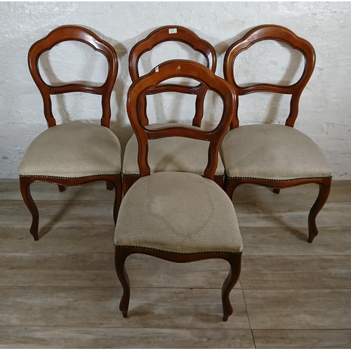 229 - Four Victorian style beech balloon back dining chairs