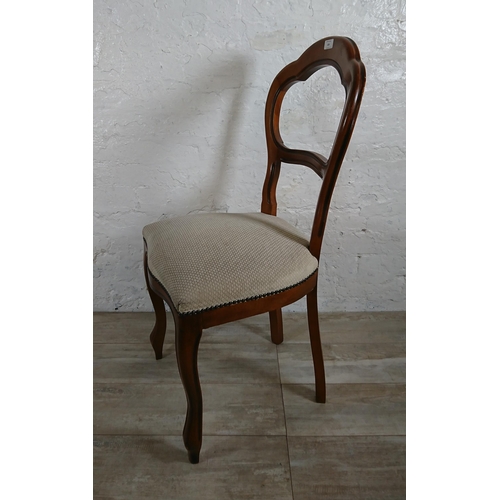 229 - Four Victorian style beech balloon back dining chairs