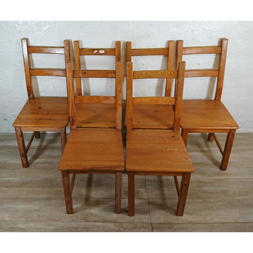 230 - Six pine dining chairs