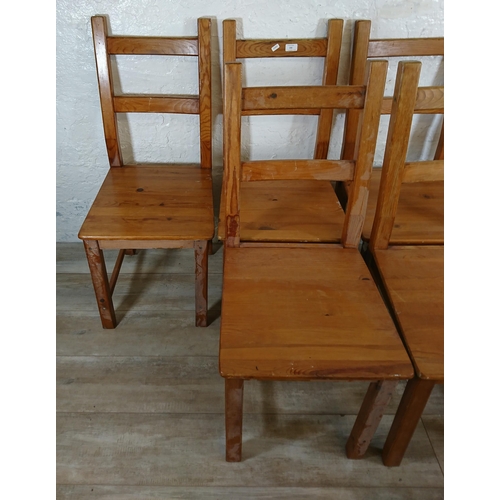 230 - Six pine dining chairs